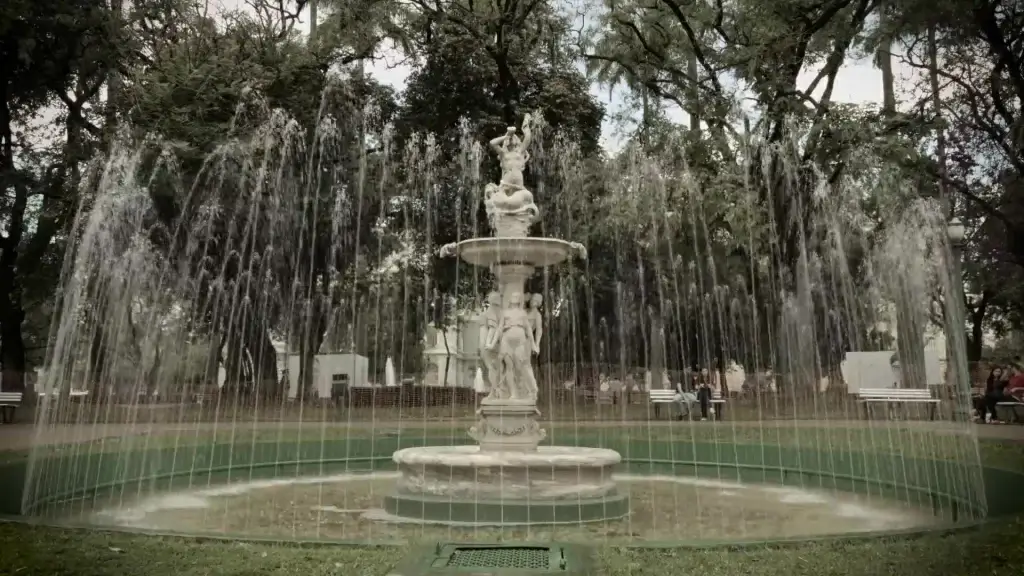 beautiful water fountain in park