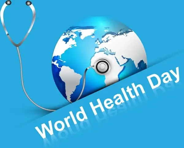 beautiful world health day blue colorful shiny globe with creative concept vector background