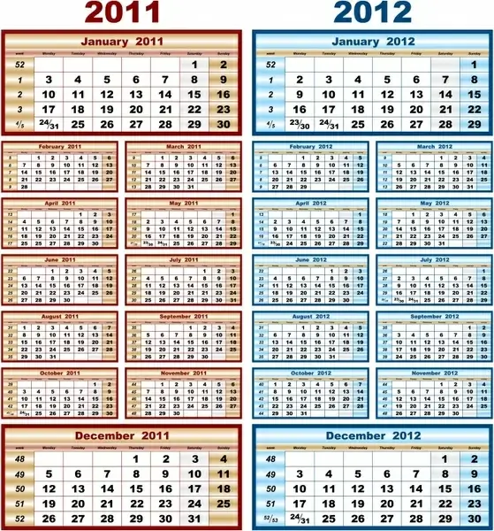 calendar templates colored simple layout
