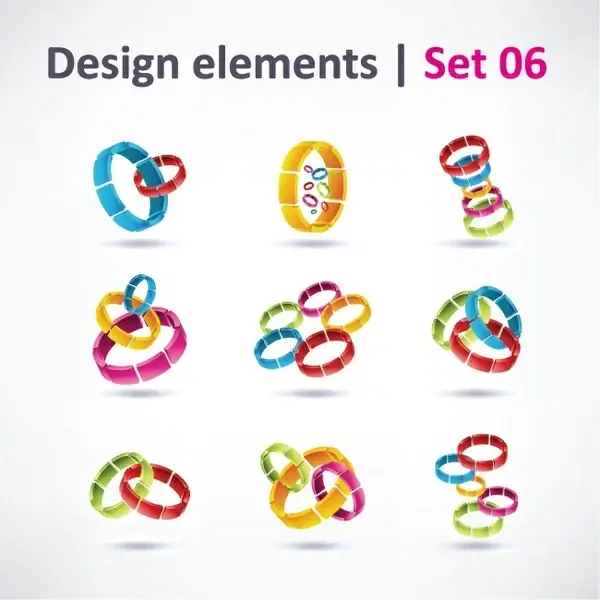 web icons templates modern colorful 3d rings decor
