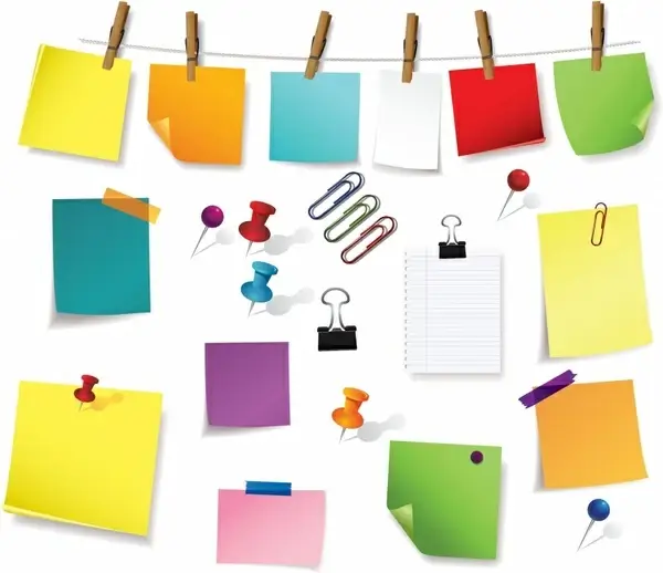 note stickers design elements colorful modern sketch