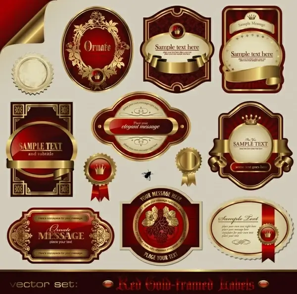 luxury badge templates european elegant goden red decor