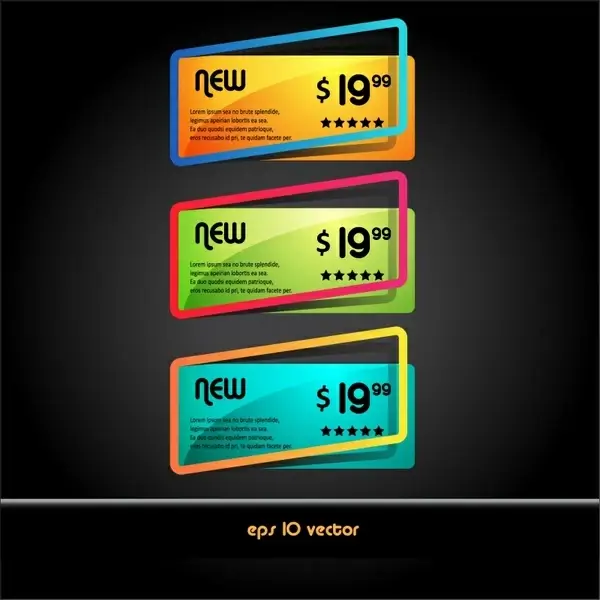 price tags template modern colorful frames sketch