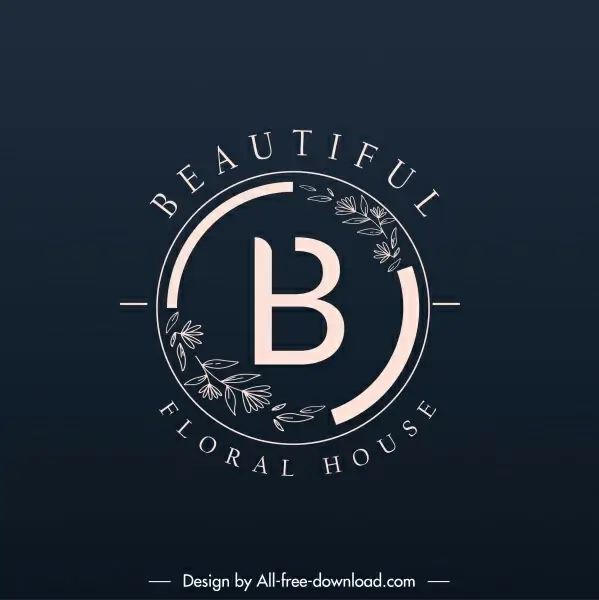 beauty logo template botanical sketch dark elegant circle