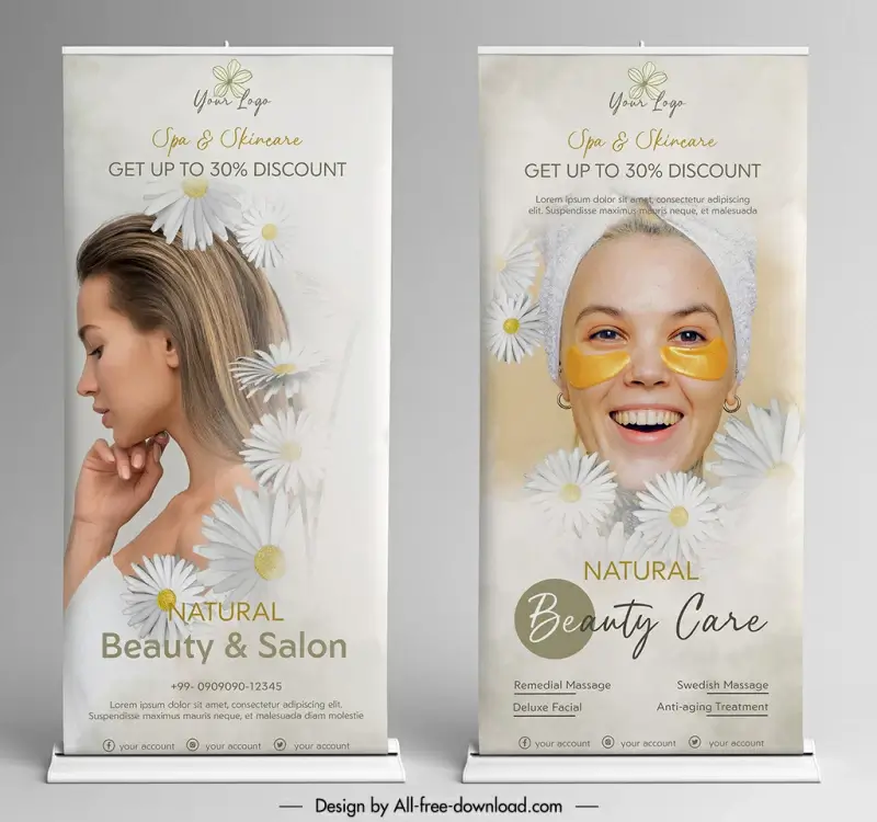 beauty salon banner templates bright elegant standee 