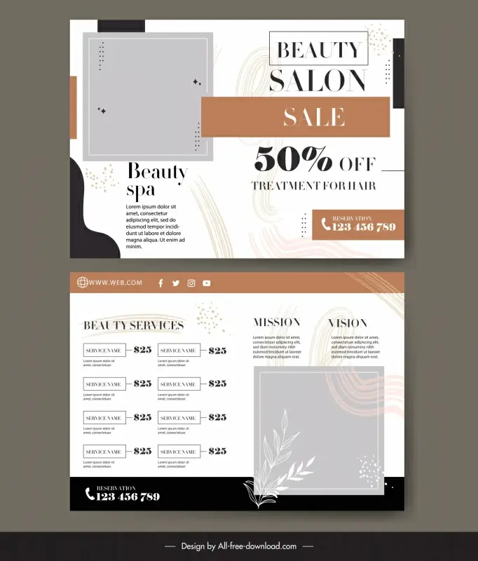 beauty salon brochure template dynamic curves geometry leaves