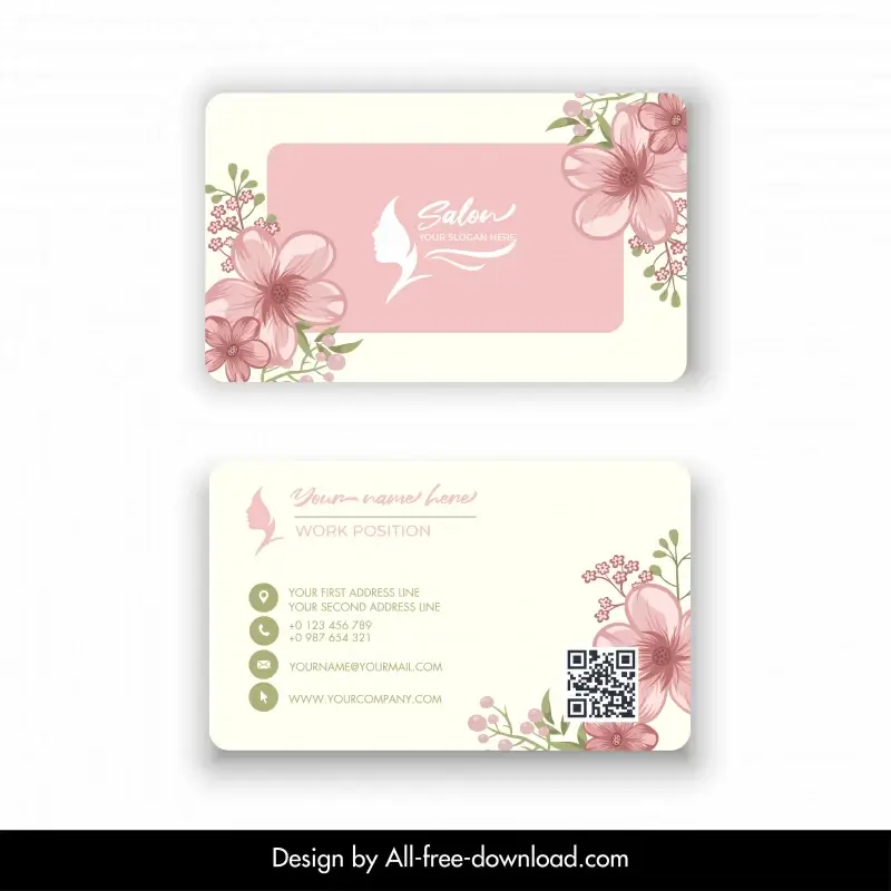 beauty salon namecard template elegant floral decor