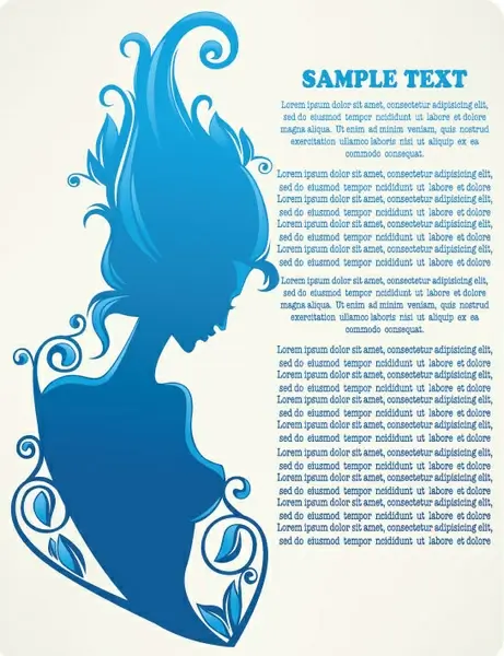 beauty silhouettes elements background vector