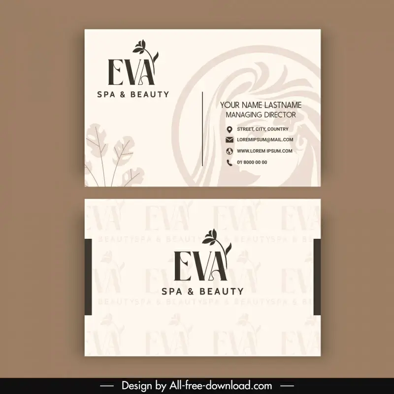 beauty spa agency business card template classical blurred woman face
