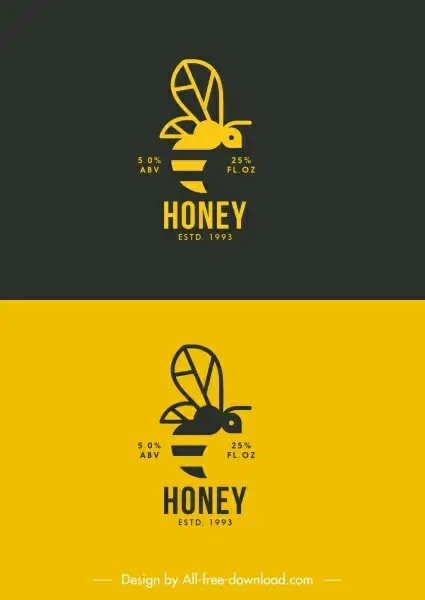 bee logo template black yellow flat sketch