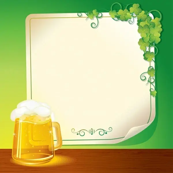 beer menu background shiny bright modern glass leaves