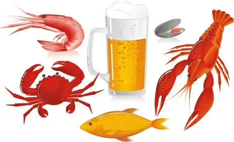 beer and seafood vector