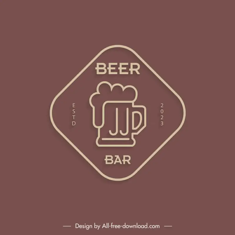 beer bar logo template flat retro isolated geometry 