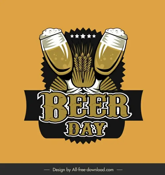 beer day design elements classical glasses wheat decor