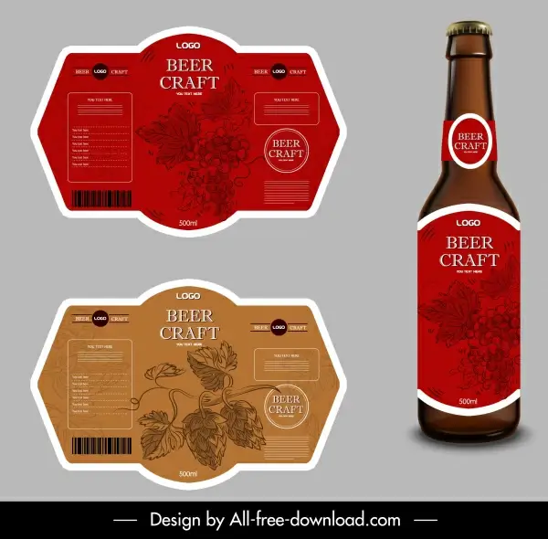 beer label templates flowers decor classic design