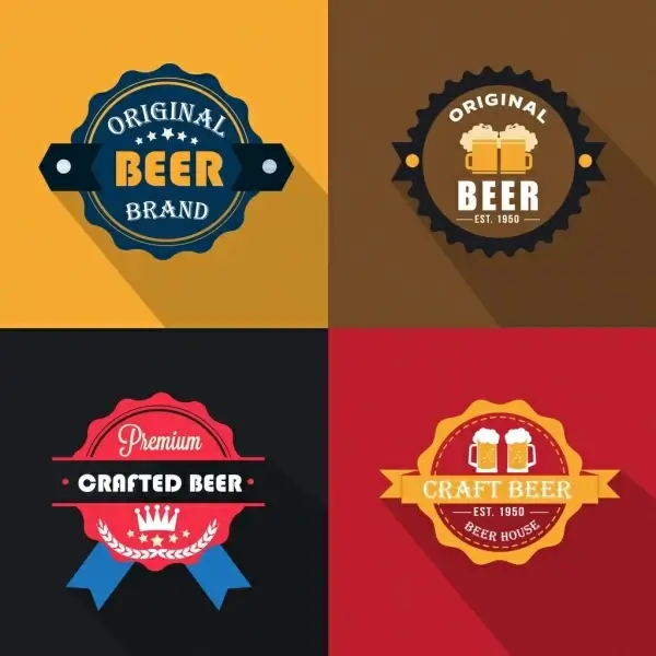 beer labels collection classical colored circle types