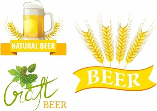 beer logo design barley glass ribbon calligraphic decor