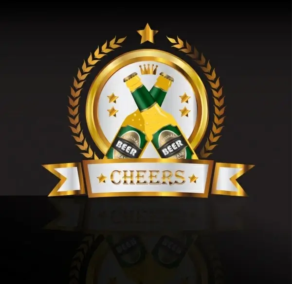 beer logo design sparkling golden decoration