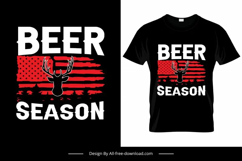 beer season tshirt template flat dark contrast usa flag reindeer texts sketch