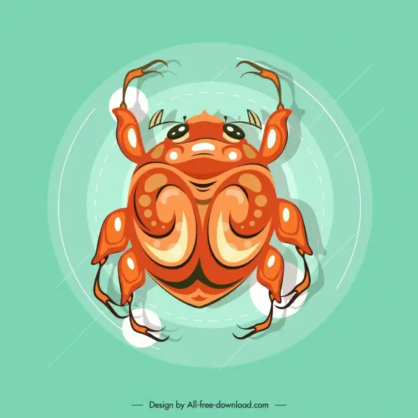 beetle creature icon orange modern flat sketch