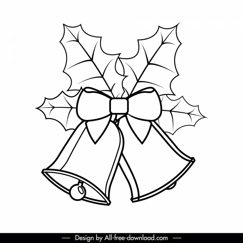 bell christmas icon black white classic outline  