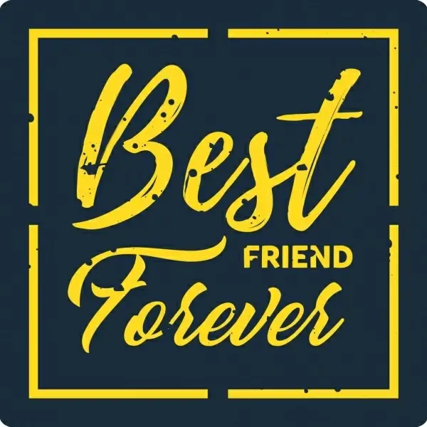 best friend banner template yellow calligraphic decoration