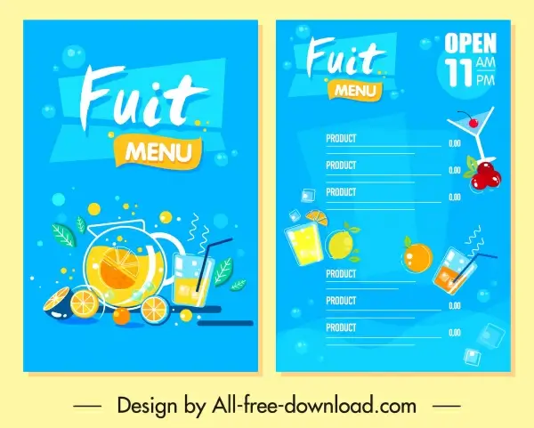 beverage menu template bright colorful fruits decor