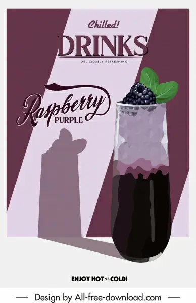 beverage poster template raspberry sketch classic silhouette decor