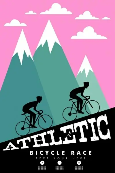 bicycle race banner cyclist silhouette steep mountain decor