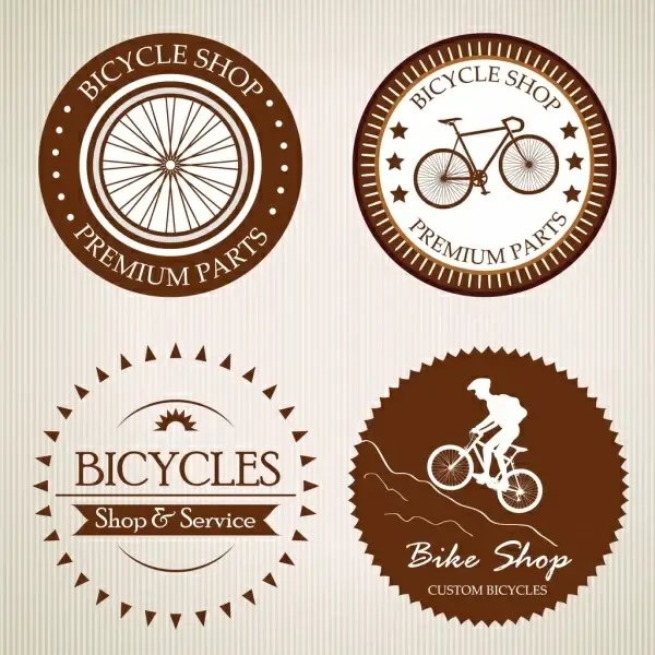 bicycle shop logotype various circle flat isolation