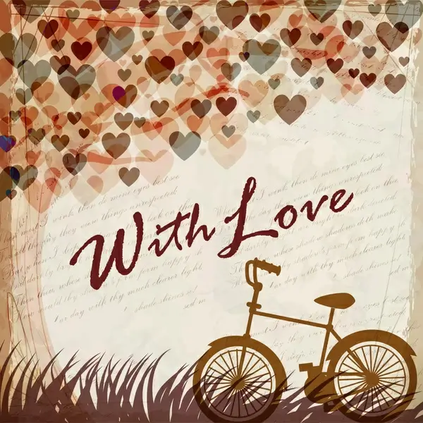 bicycle under heart tree romantic background