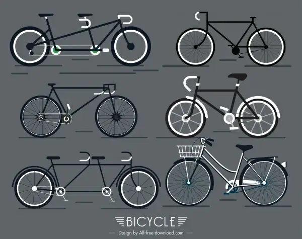 bicycles icons flat shapes sketch