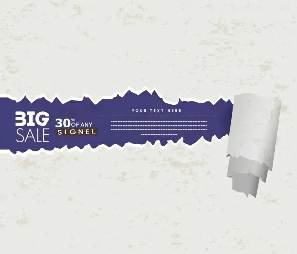 big sale banner torn sheet style ornament