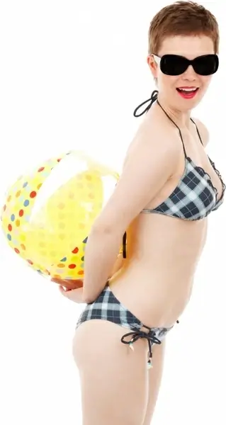 bikini girl with a beach ball