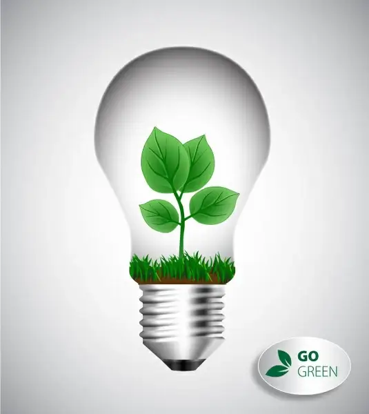 bio concept design with leaf and lightbulb illustration