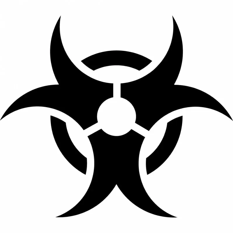 biohazard sign icon flat black white symmetric sketch
