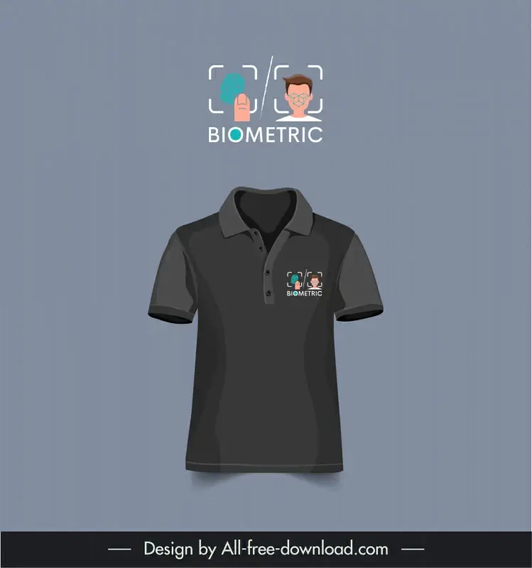 biometric logotype tshirt template modern flat black design 