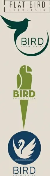bird logo collection various colored flat design