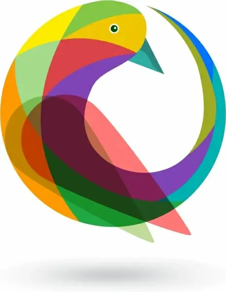 bird logo design colorful curves design