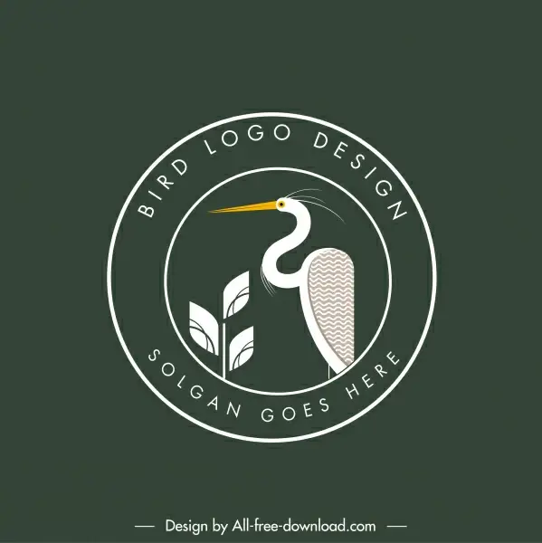 bird logotype stork sketch flat classic