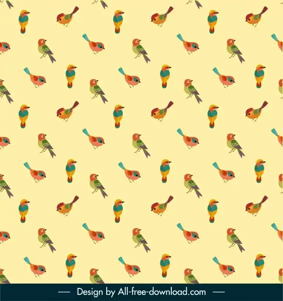 birds species pattern colorful repeating design