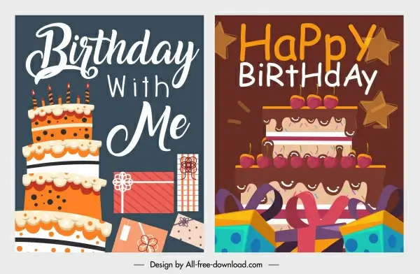 birthday background templates classic cream cakes gifts decor