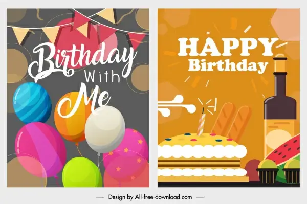 birthday background templates colorful classical emblems decor
