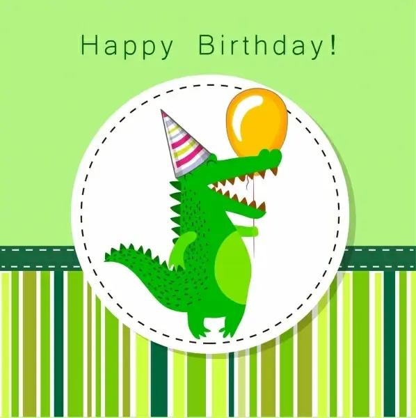 birthday banner green design stylized crocodile icon ornament