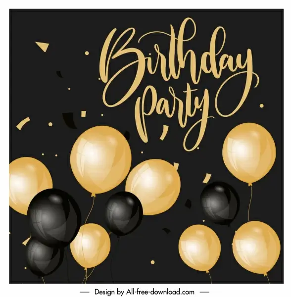 birthday banner modern shiny golden black balloons decor