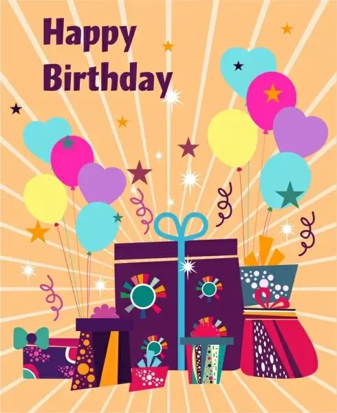 birthday card cover background eventful style giftboxes icons