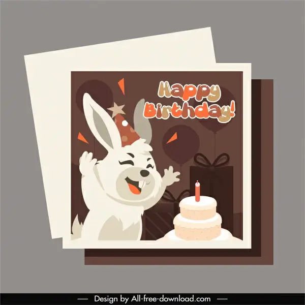 birthday card template cute funny rabbit sketch