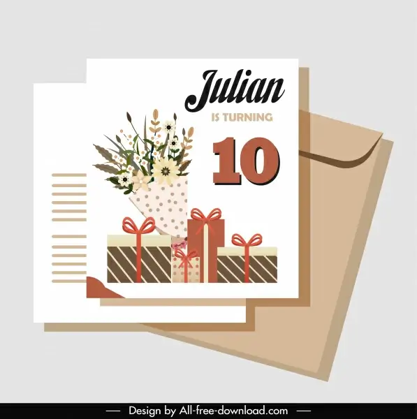 birthday card template elegant bouquet gift boxes decor