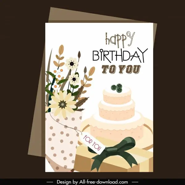 birthday card template elegant floras cream cake decor