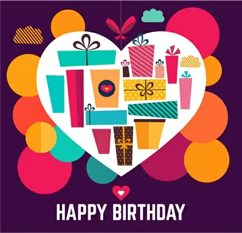 birthday gift with heart background vector
